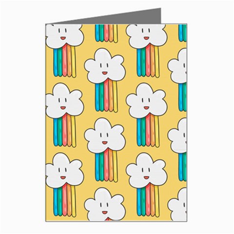Smile Cloud Rainbow Pattern Yellow Greeting Card from ArtsNow.com Left