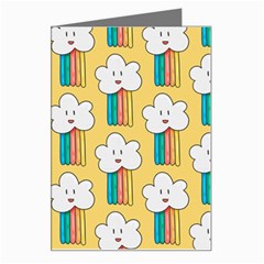 Smile Cloud Rainbow Pattern Yellow Greeting Card from ArtsNow.com Left