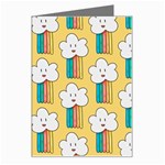 Smile Cloud Rainbow Pattern Yellow Greeting Card