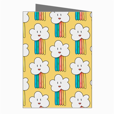 Smile Cloud Rainbow Pattern Yellow Greeting Card from ArtsNow.com Right