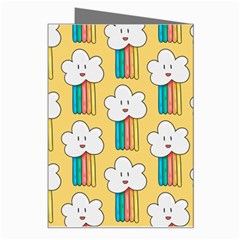 Smile Cloud Rainbow Pattern Yellow Greeting Card from ArtsNow.com Right