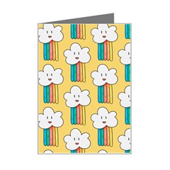 Smile Cloud Rainbow Pattern Yellow Mini Greeting Card from ArtsNow.com Left