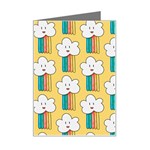 Smile Cloud Rainbow Pattern Yellow Mini Greeting Card