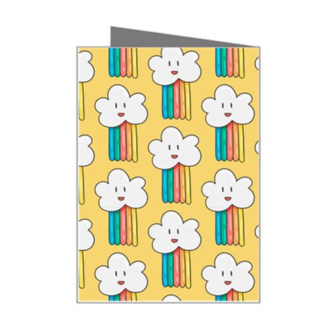 Smile Cloud Rainbow Pattern Yellow Mini Greeting Card from ArtsNow.com Right