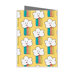 Smile Cloud Rainbow Pattern Yellow Mini Greeting Card from ArtsNow.com Right