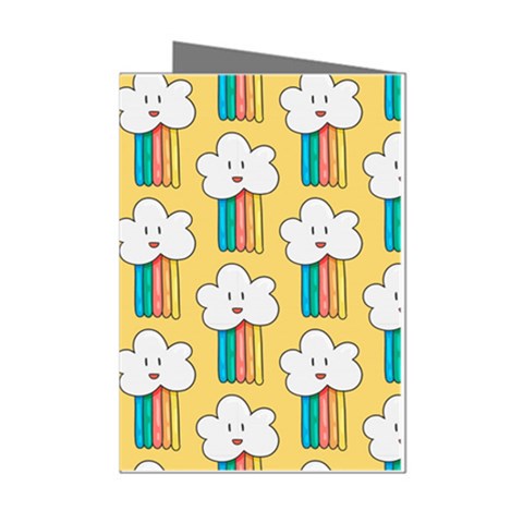 Smile Cloud Rainbow Pattern Yellow Mini Greeting Cards (Pkg of 8) from ArtsNow.com Left