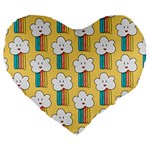 American Golden Ancient Totems Large 19  Premium Flano Heart Shape Cushions