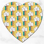 Smile Cloud Rainbow Pattern Yellow Jigsaw Puzzle (Heart)