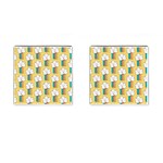 Smile Cloud Rainbow Pattern Yellow Cufflinks (Square)
