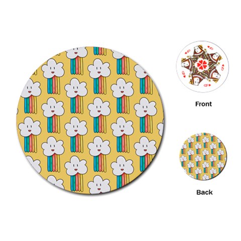 Smile Cloud Rainbow Pattern Yellow Playing Cards Single Design (Round) from ArtsNow.com Front
