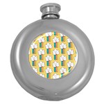 Smile Cloud Rainbow Pattern Yellow Round Hip Flask (5 oz)