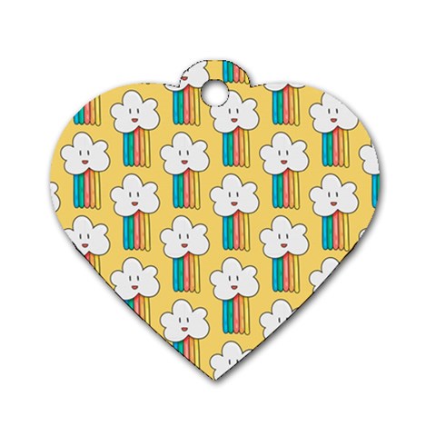 Smile Cloud Rainbow Pattern Yellow Dog Tag Heart (One Side) from ArtsNow.com Front