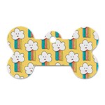Smile Cloud Rainbow Pattern Yellow Dog Tag Bone (One Side)