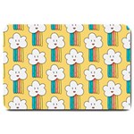 Smile Cloud Rainbow Pattern Yellow Large Doormat