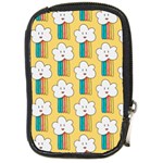 Smile Cloud Rainbow Pattern Yellow Compact Camera Leather Case