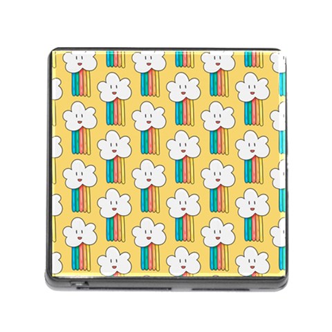 Smile Cloud Rainbow Pattern Yellow Memory Card Reader (Square 5 Slot) from ArtsNow.com Front