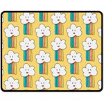 Smile Cloud Rainbow Pattern Yellow Fleece Blanket (Medium)