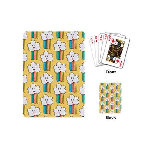 Smile Cloud Rainbow Pattern Yellow Playing Cards Single Design (Mini) from ArtsNow.com Back