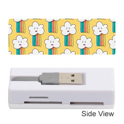 Smile Cloud Rainbow Pattern Yellow Memory Card Reader (Stick) from ArtsNow.com Front