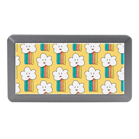 Smile Cloud Rainbow Pattern Yellow Memory Card Reader (Mini) from ArtsNow.com Front
