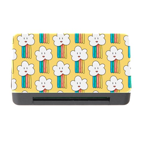 Smile Cloud Rainbow Pattern Yellow Memory Card Reader with CF from ArtsNow.com Front