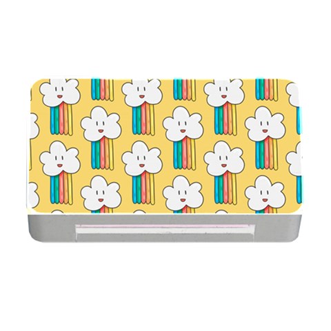 Smile Cloud Rainbow Pattern Yellow Memory Card Reader with CF from ArtsNow.com Front