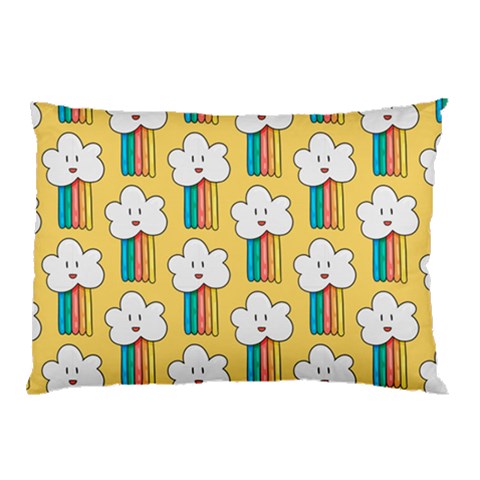 Smile Cloud Rainbow Pattern Yellow Pillow Case (Two Sides) from ArtsNow.com Front