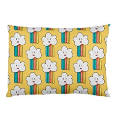 Smile Cloud Rainbow Pattern Yellow Pillow Case (Two Sides) from ArtsNow.com Back