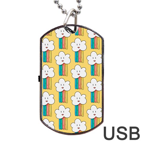 Smile Cloud Rainbow Pattern Yellow Dog Tag USB Flash (One Side) from ArtsNow.com Front