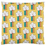 Smile Cloud Rainbow Pattern Yellow Large Cushion Case (One Side)