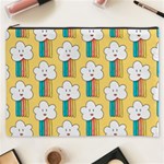 Smile Cloud Rainbow Pattern Yellow Cosmetic Bag (XXXL)