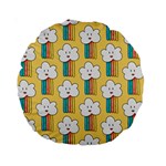 Smile Cloud Rainbow Pattern Yellow Standard 15  Premium Round Cushions