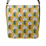 Smile Cloud Rainbow Pattern Yellow Flap Closure Messenger Bag (L)