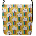 Smile Cloud Rainbow Pattern Yellow Flap Closure Messenger Bag (S)
