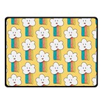 Smile Cloud Rainbow Pattern Yellow Two Sides Fleece Blanket (Small)