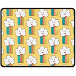 Smile Cloud Rainbow Pattern Yellow Two Sides Fleece Blanket (Medium)