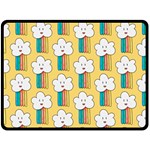 Smile Cloud Rainbow Pattern Yellow Two Sides Fleece Blanket (Large)
