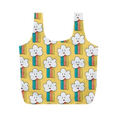 Smile Cloud Rainbow Pattern Yellow Full Print Recycle Bag (M) from ArtsNow.com Front