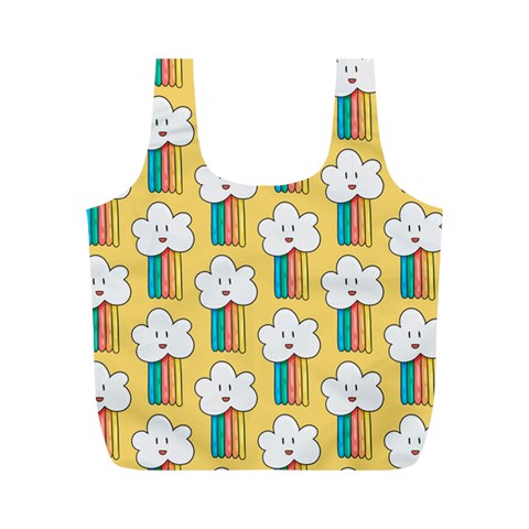 Smile Cloud Rainbow Pattern Yellow Full Print Recycle Bag (M) from ArtsNow.com Back