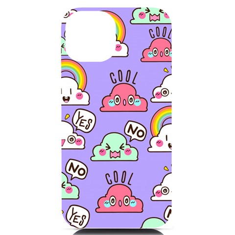 Cloud Seamless Pattern iPhone 14 Black UV Print Case from ArtsNow.com Front