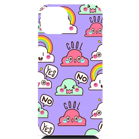 Cloud Seamless Pattern iPhone 14 Plus Black UV Print Case from ArtsNow.com Front