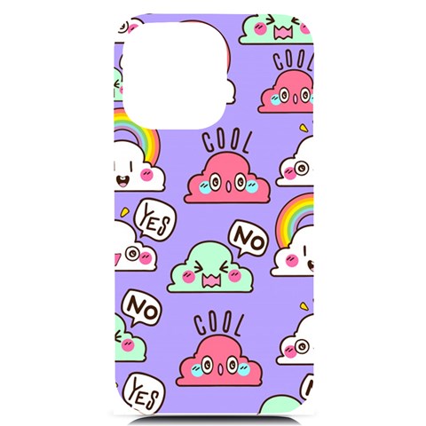 Cloud Seamless Pattern iPhone 14 Pro Max Black UV Print Case from ArtsNow.com Front