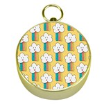 Smile Cloud Rainbow Pattern Yellow Gold Compasses