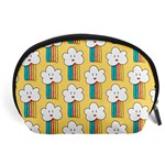 Smile Cloud Rainbow Pattern Yellow Accessory Pouch (Large)