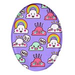 Cloud Seamless Pattern Oval Glass Fridge Magnet (4 pack)