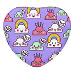 Cloud Seamless Pattern Heart Glass Fridge Magnet (4 pack)