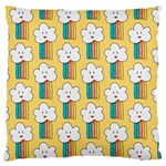 Smile Cloud Rainbow Pattern Yellow Large Premium Plush Fleece Cushion Case (Two Sides)