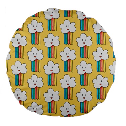 Smile Cloud Rainbow Pattern Yellow Large 18  Premium Flano Round Cushions from ArtsNow.com Front