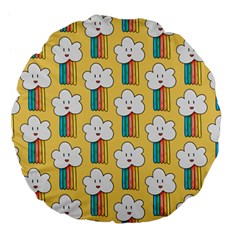 Smile Cloud Rainbow Pattern Yellow Large 18  Premium Flano Round Cushions from ArtsNow.com Back