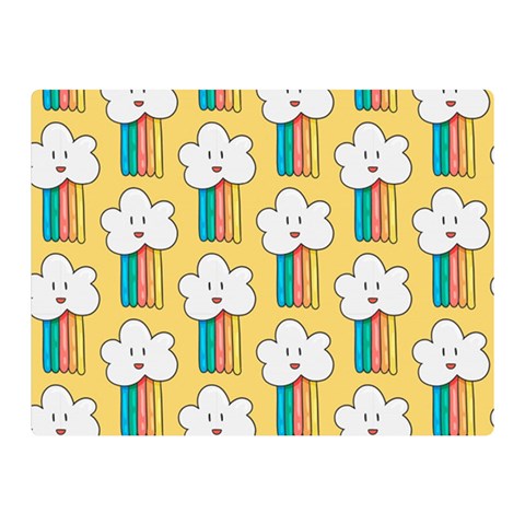 Smile Cloud Rainbow Pattern Yellow Two Sides Premium Plush Fleece Blanket (Mini) from ArtsNow.com 35 x27  Blanket Front